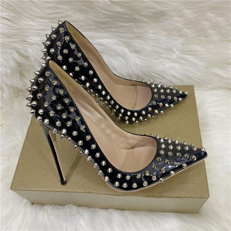 Spikes Pointed Stiletto Rivet Low-Cut High Heels