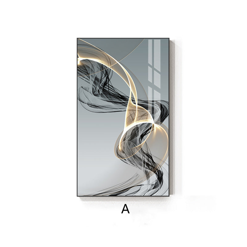 Modern Abstract Black & Yellow Line Canvas Painting