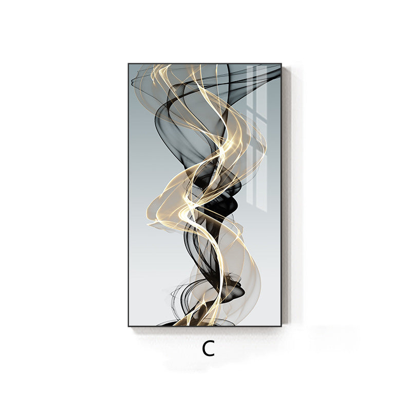 Modern Abstract Black & Yellow Line Canvas Painting