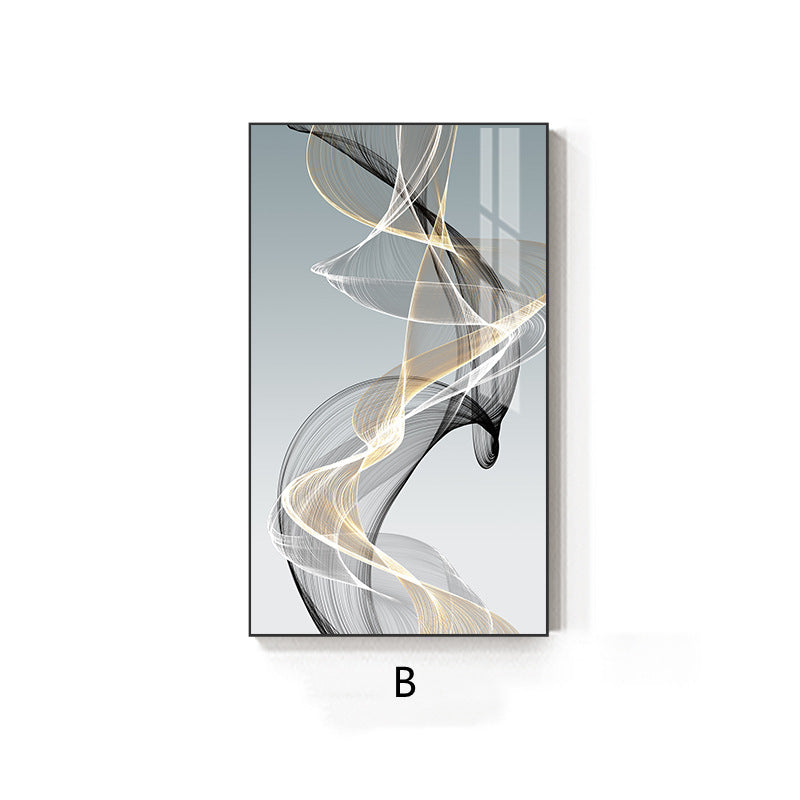 Modern Abstract Black & Yellow Line Canvas Painting