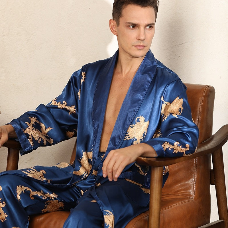 Luxury Silk Robe & Pants Pajama Set