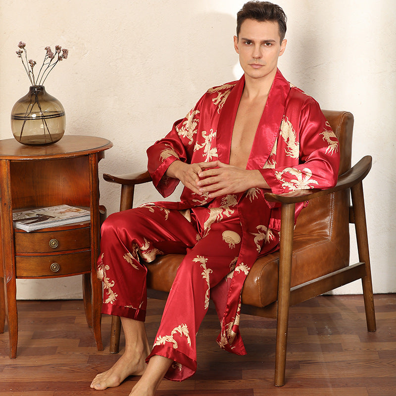 Luxury Silk Robe & Pants Pajama Set