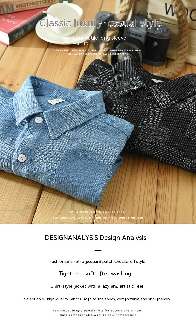Jacquard Denim Shirt for Men