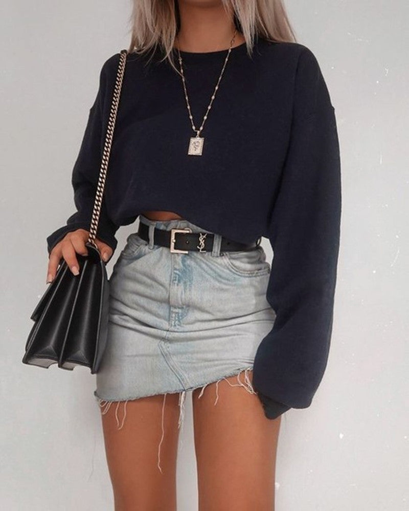 Chic Long Sleeve Crop Top