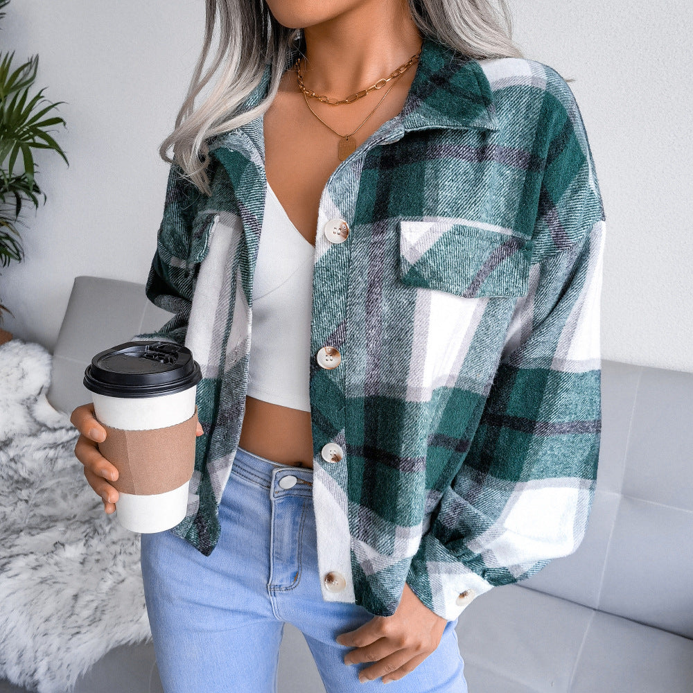Cozy Long Sleeve Plaid Jacket
