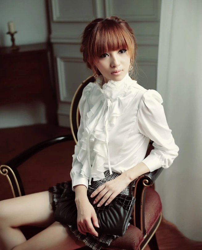Elegance Redefined Long-sleeved chiffon shirt