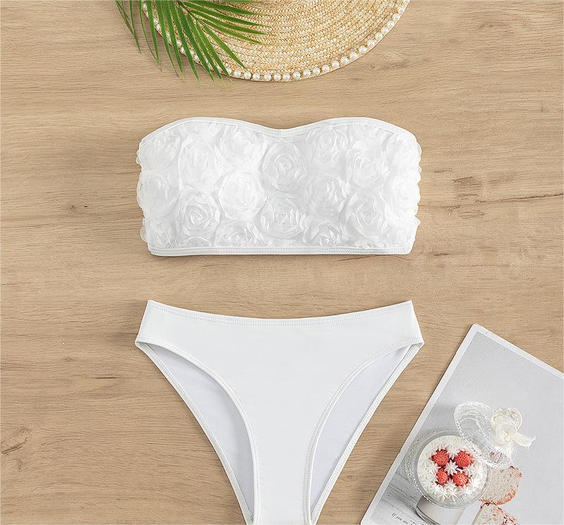 Summer High Waist Tube Top Bikini Swimsuit