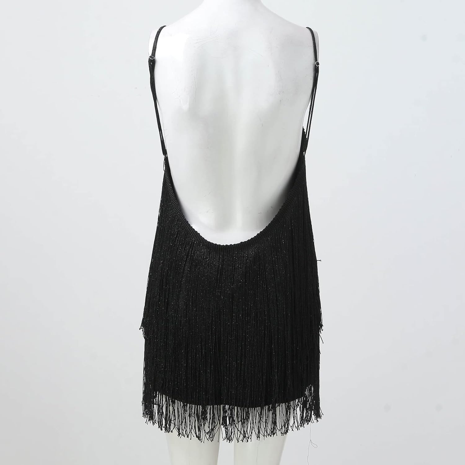 Strap Sequin Sparkle Tassel Wrap Hip Dress