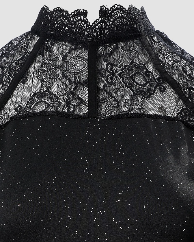 Evening-Ready Black Sleeveless Lace Dress