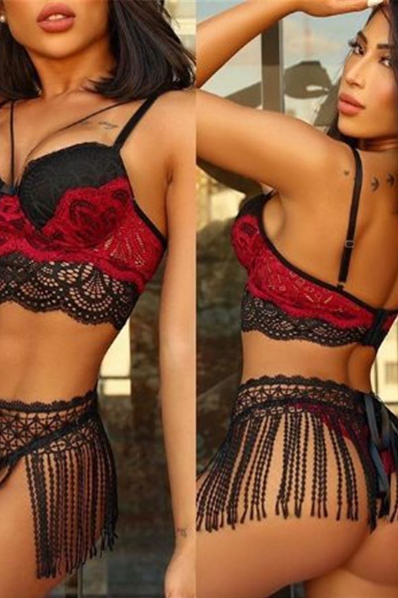 Velvet Seduction Lace See-Through Lingerie Set