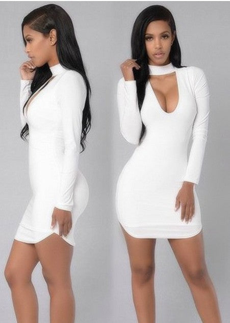 V-Collar Sexy Cocktail Dress