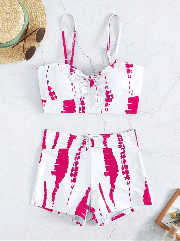 Summer High Waist Print Split Swimsuit