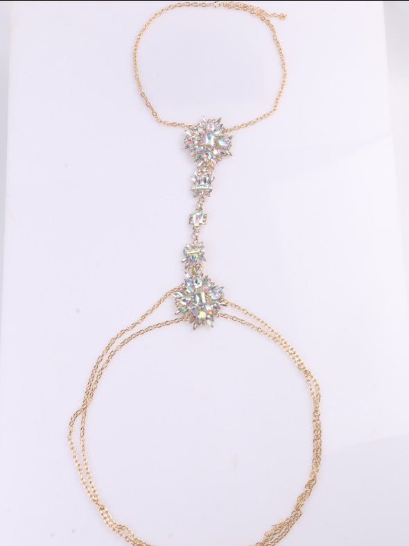 Rhinestone Flower Necklace Body Chain