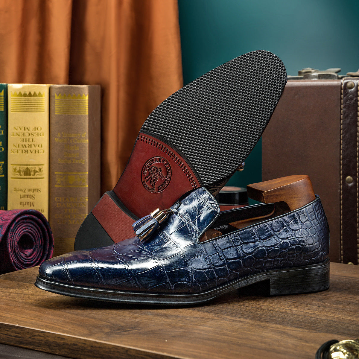 Stylish Pointed Toe Leather Loafer Tassel Dress Shoes