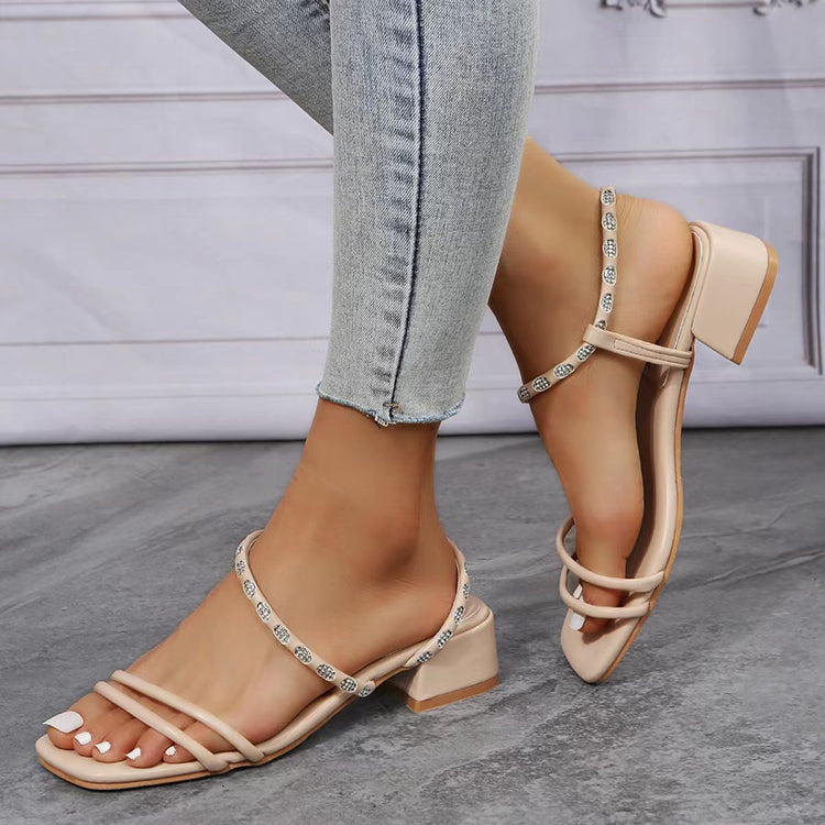 Square Toe Low Heel Sandals