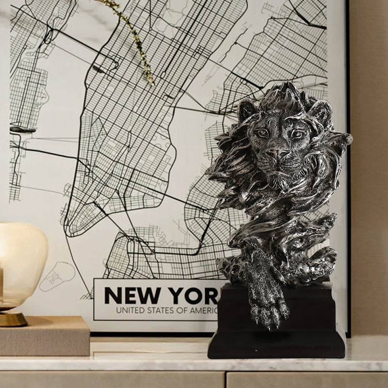 Majestic Resin Lion Head Ornament