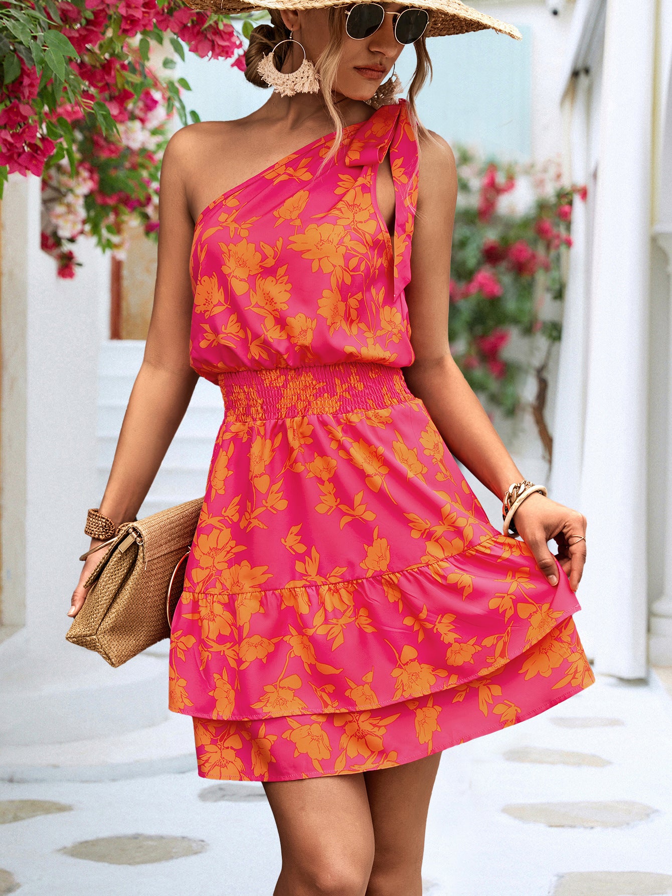 Fashion New Sloping Shoulder Dress