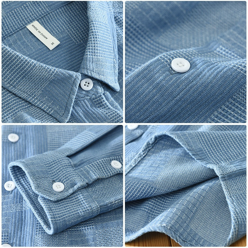 Jacquard Denim Shirt for Men