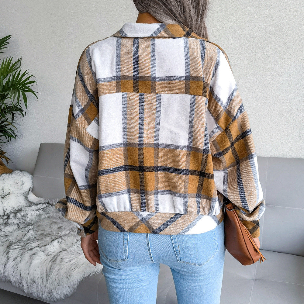 Cozy Long Sleeve Plaid Jacket