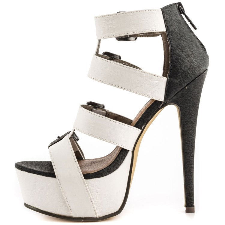 Bold Belt Buckle Platform High Heel Roman Sandals