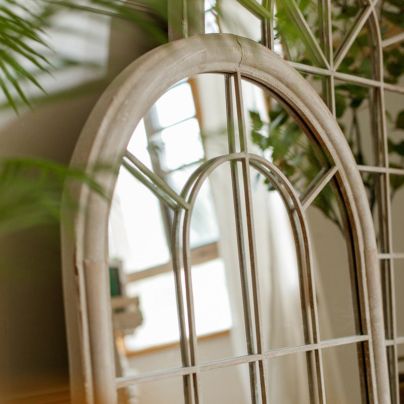 Retro French Wall Mirror with Faux Window Frame