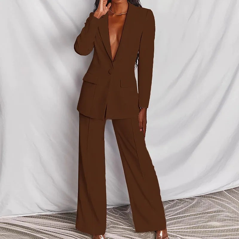 Tailored Long Sleeve Blazer and Trousers Suit