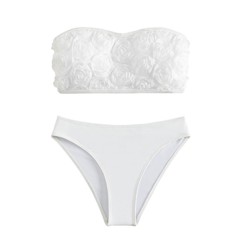 Summer High Waist Tube Top Bikini Swimsuit