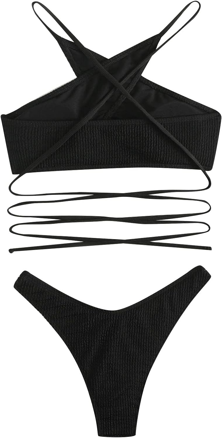 String Halter Top Bikini Set