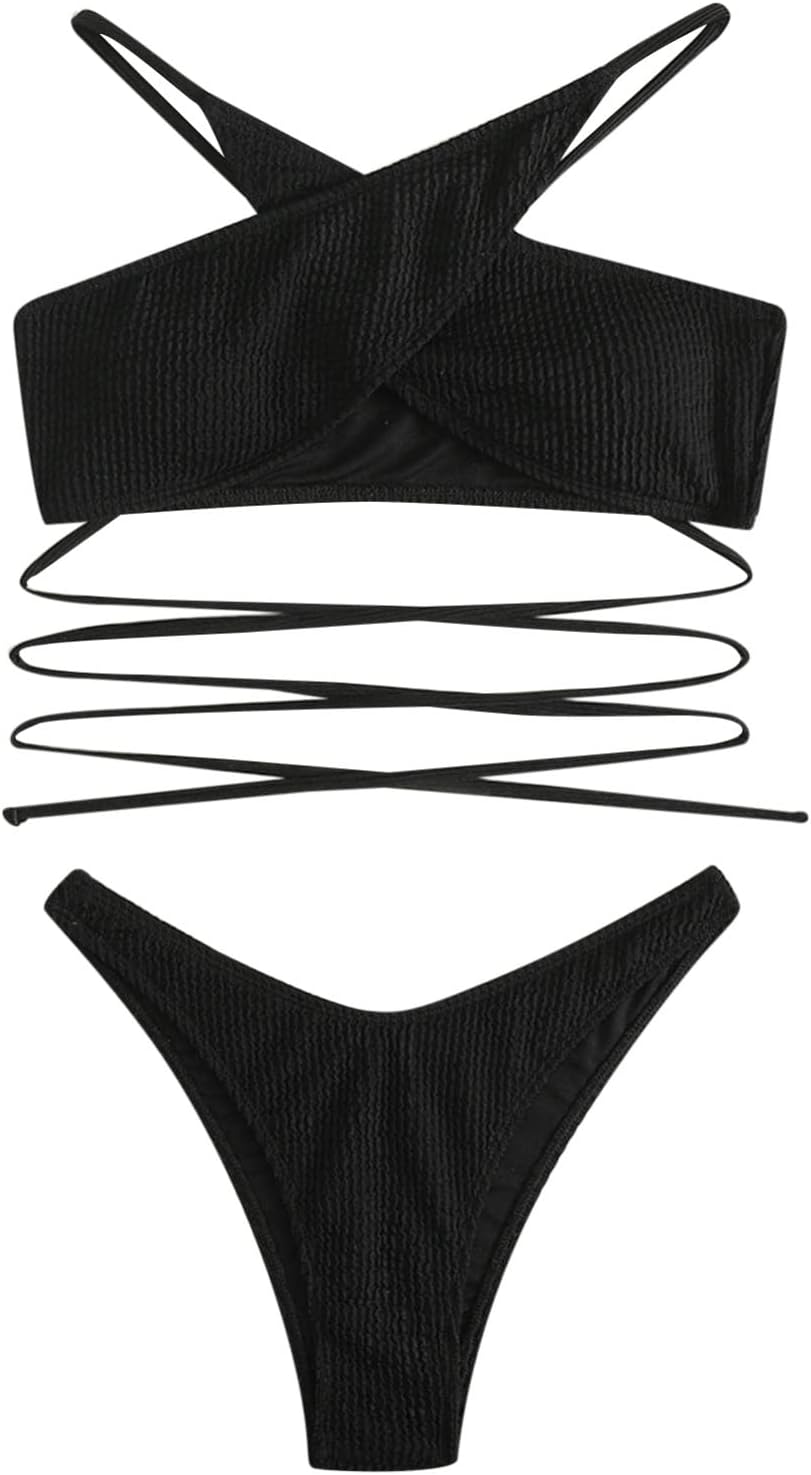 String Halter Top Bikini Set