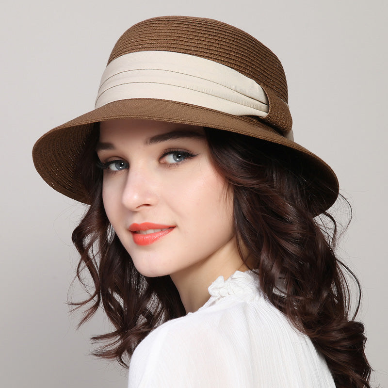 Casual Sun Protection Straw Hat With Ribbon