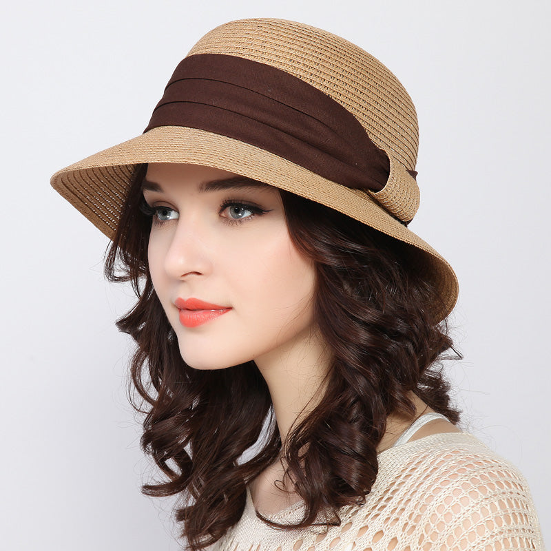 Casual Sun Protection Straw Hat With Ribbon