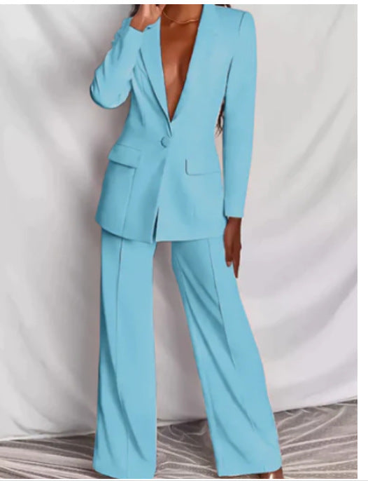 Tailored Long Sleeve Blazer and Trousers Suit