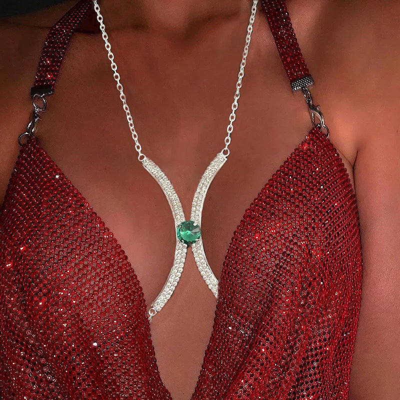 Rhinestones Nightclub Chest Body Chain