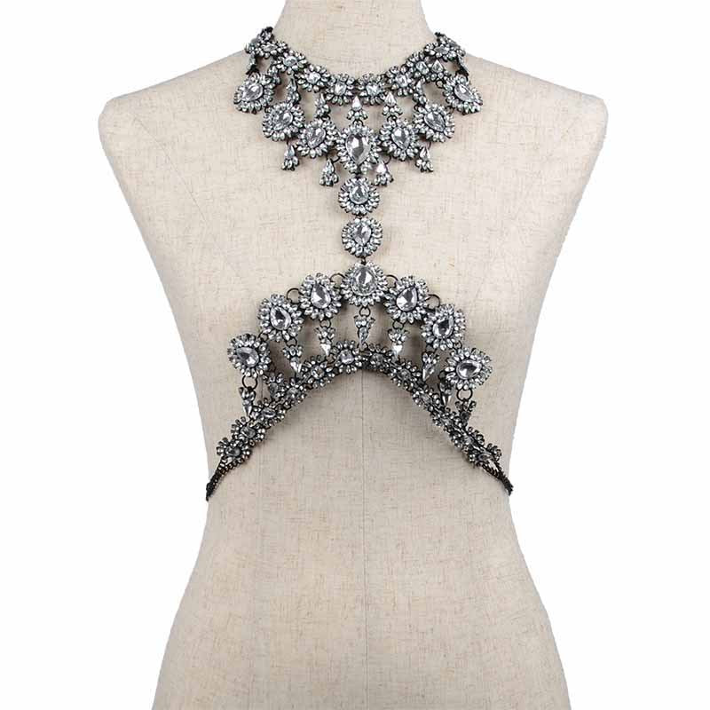 Party Crystal Metal Body Chain Necklace Jewelry