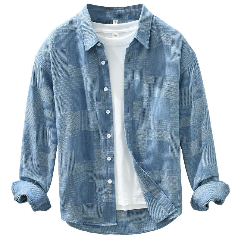 Jacquard Denim Shirt for Men