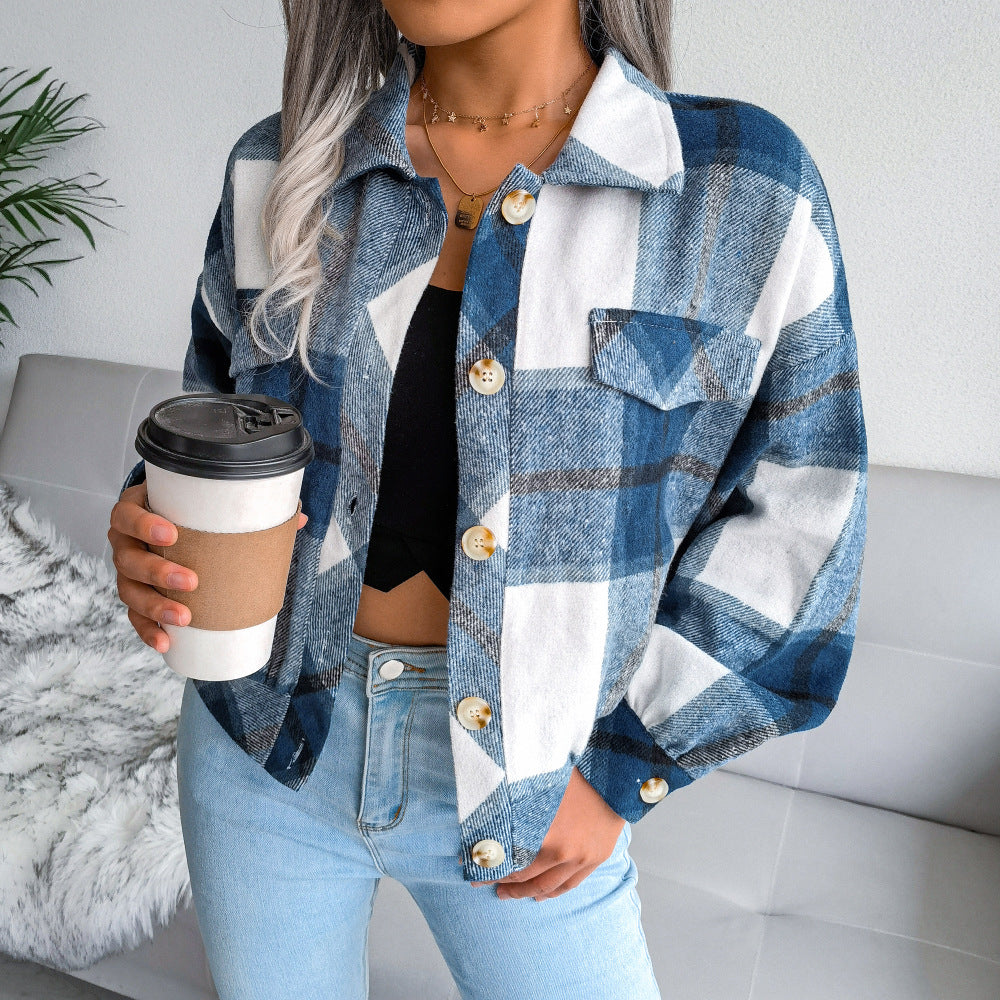 Cozy Long Sleeve Plaid Jacket