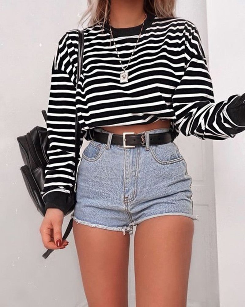 Chic Long Sleeve Crop Top