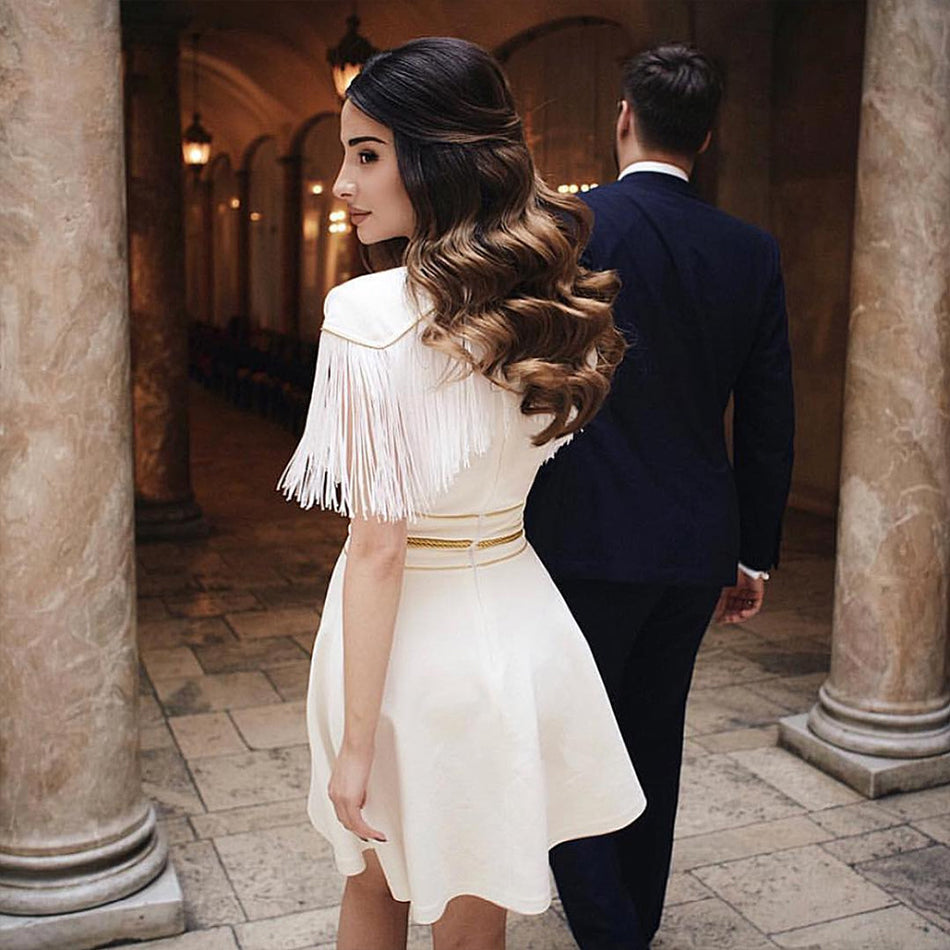 Sophisticated Soiree Fringed bandage dress