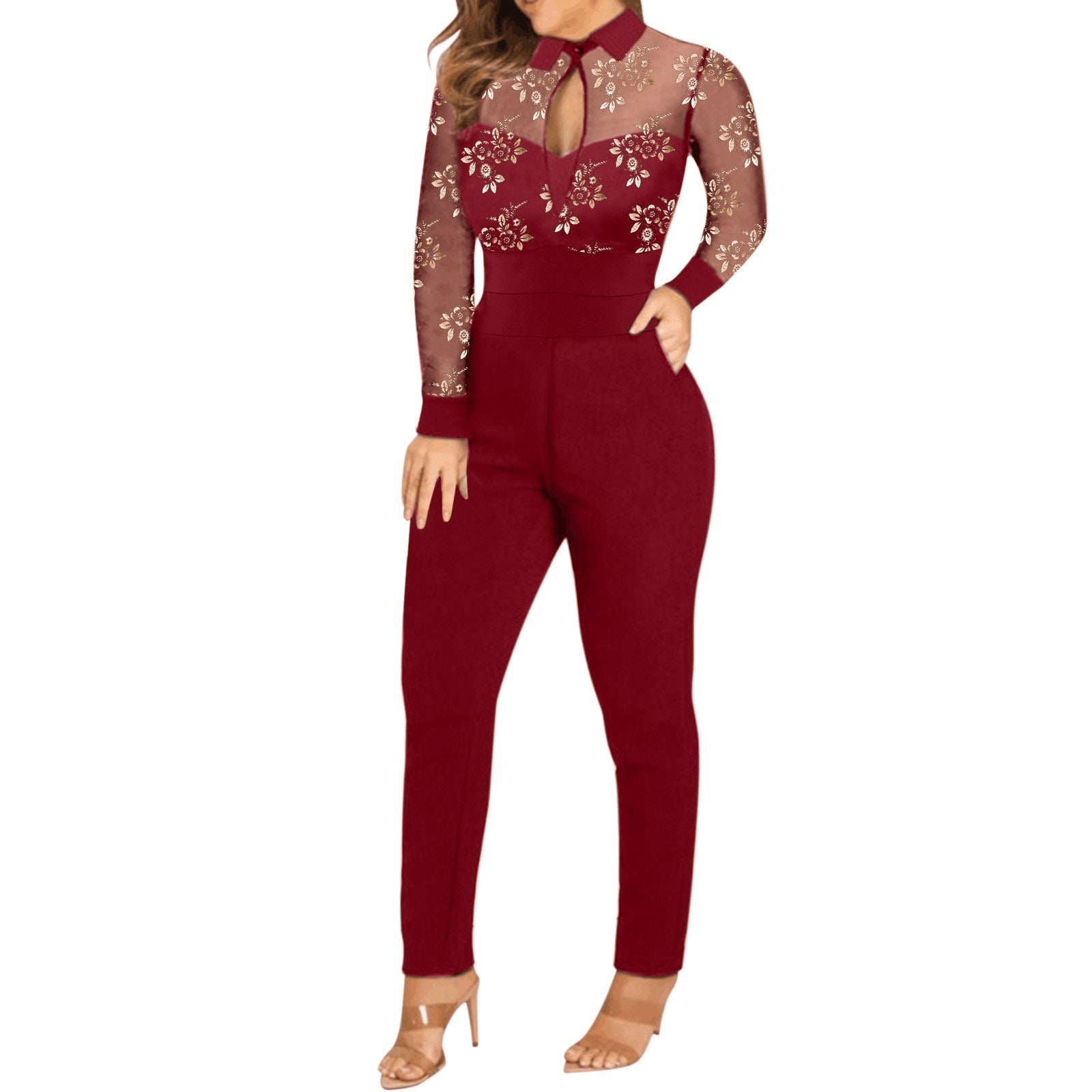 Long Sleeve Stitching Jumpsuit