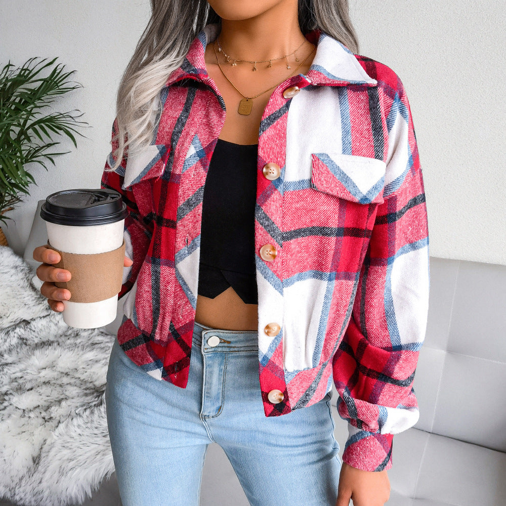 Cozy Long Sleeve Plaid Jacket