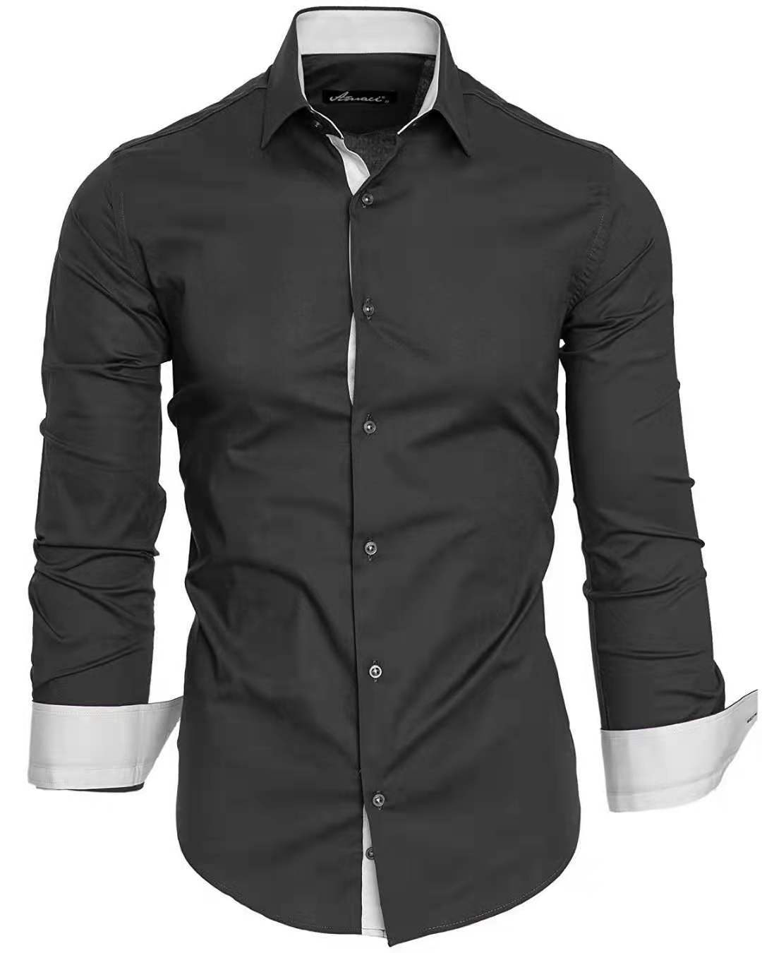 Contrast Colored Long-Sleeved Casual Shirt