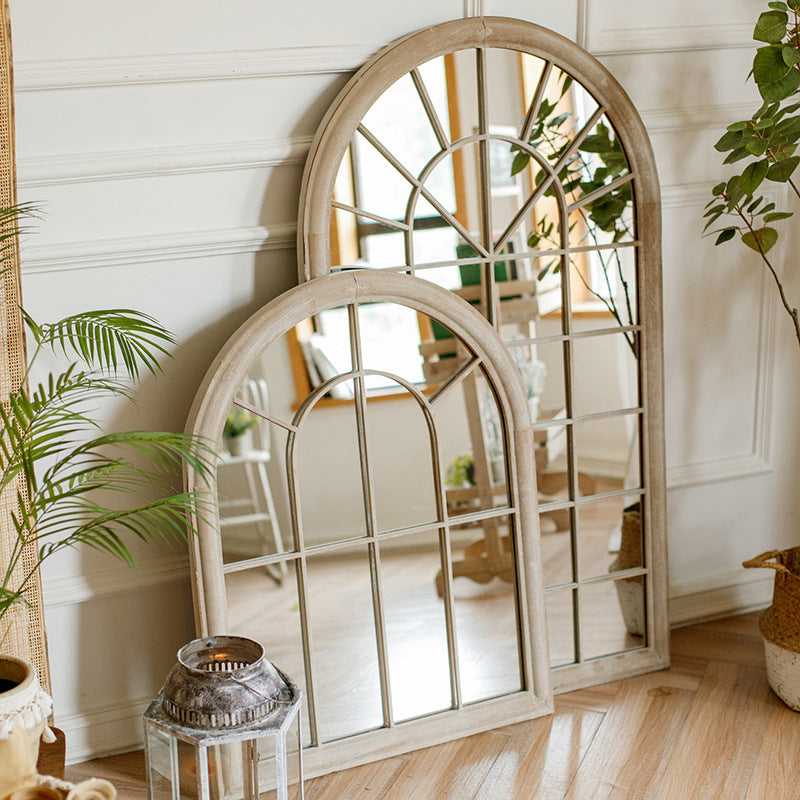 Retro French Wall Mirror with Faux Window Frame