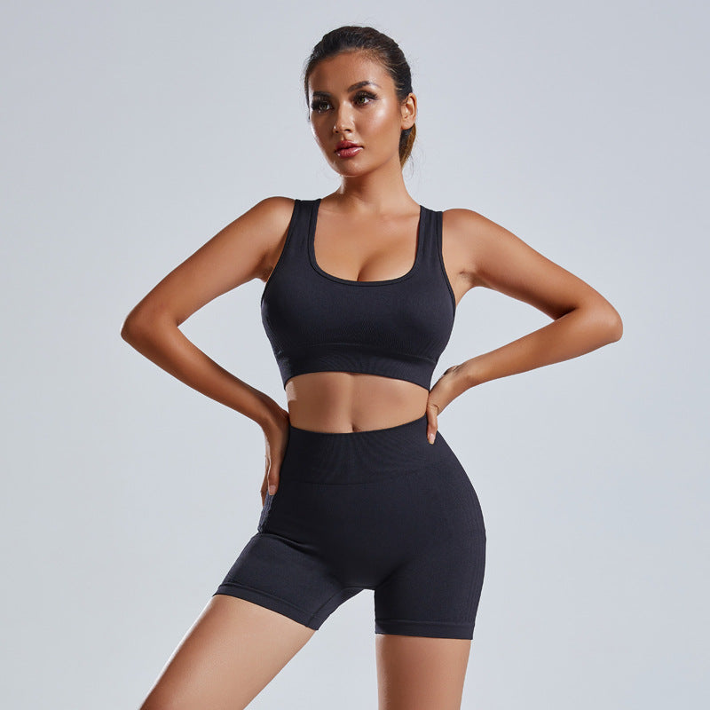 High-Waist Shorts and Vest 2-Piece Yoga Set