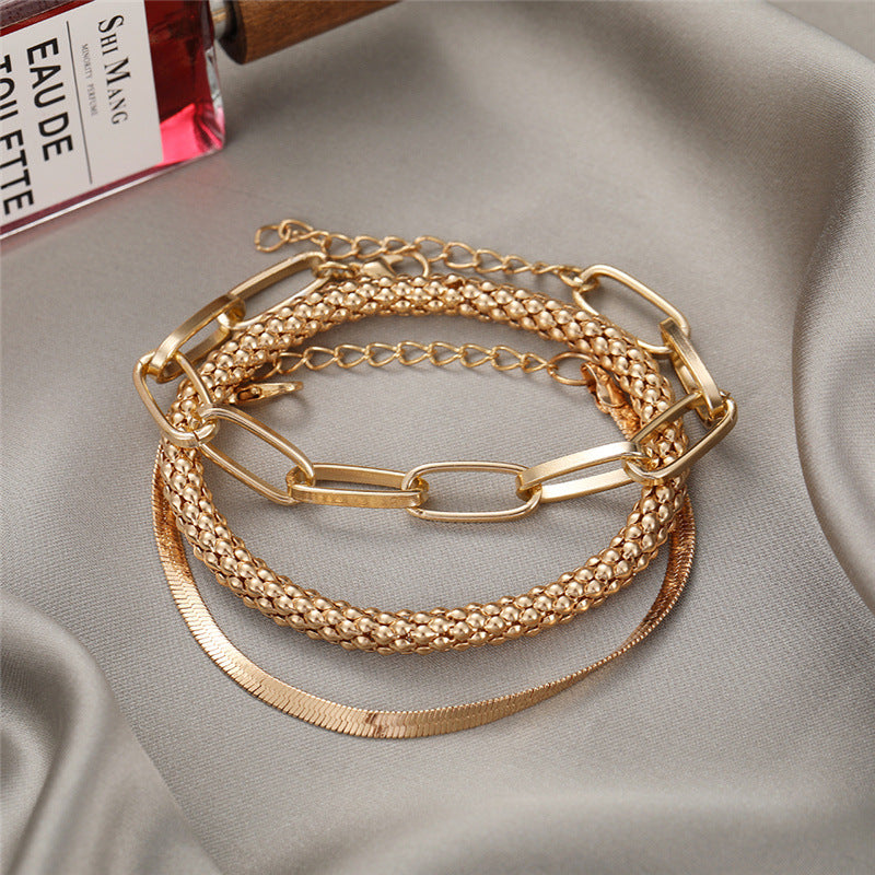 Snake Bone Chain Multi Layer Bracelet Creative Retro 3 Piece Set