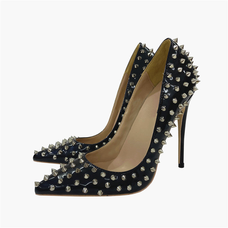 Spikes Pointed Stiletto Rivet Low-Cut High Heels