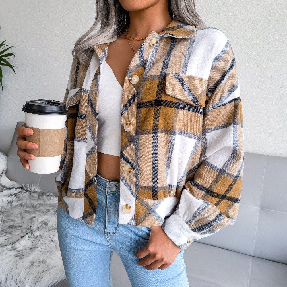 Cozy Long Sleeve Plaid Jacket