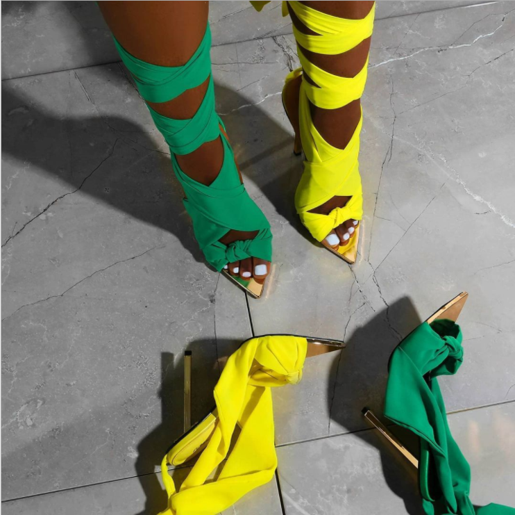 Sexy Ribbon Bandage Cross Wrap Heels