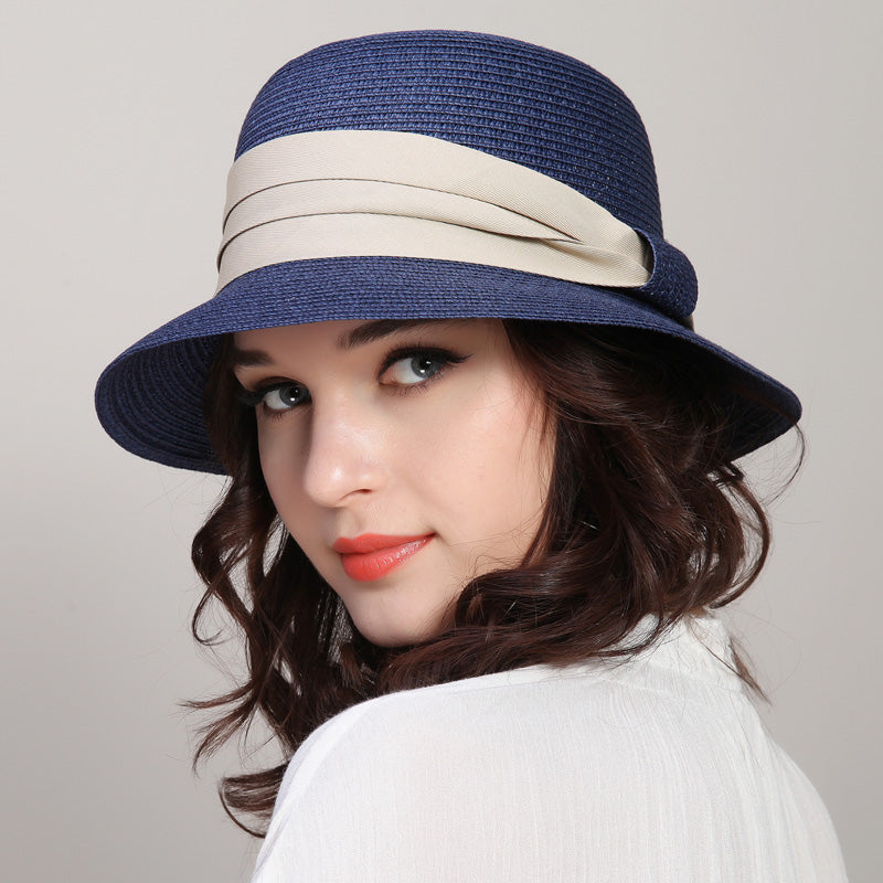 Casual Sun Protection Straw Hat With Ribbon