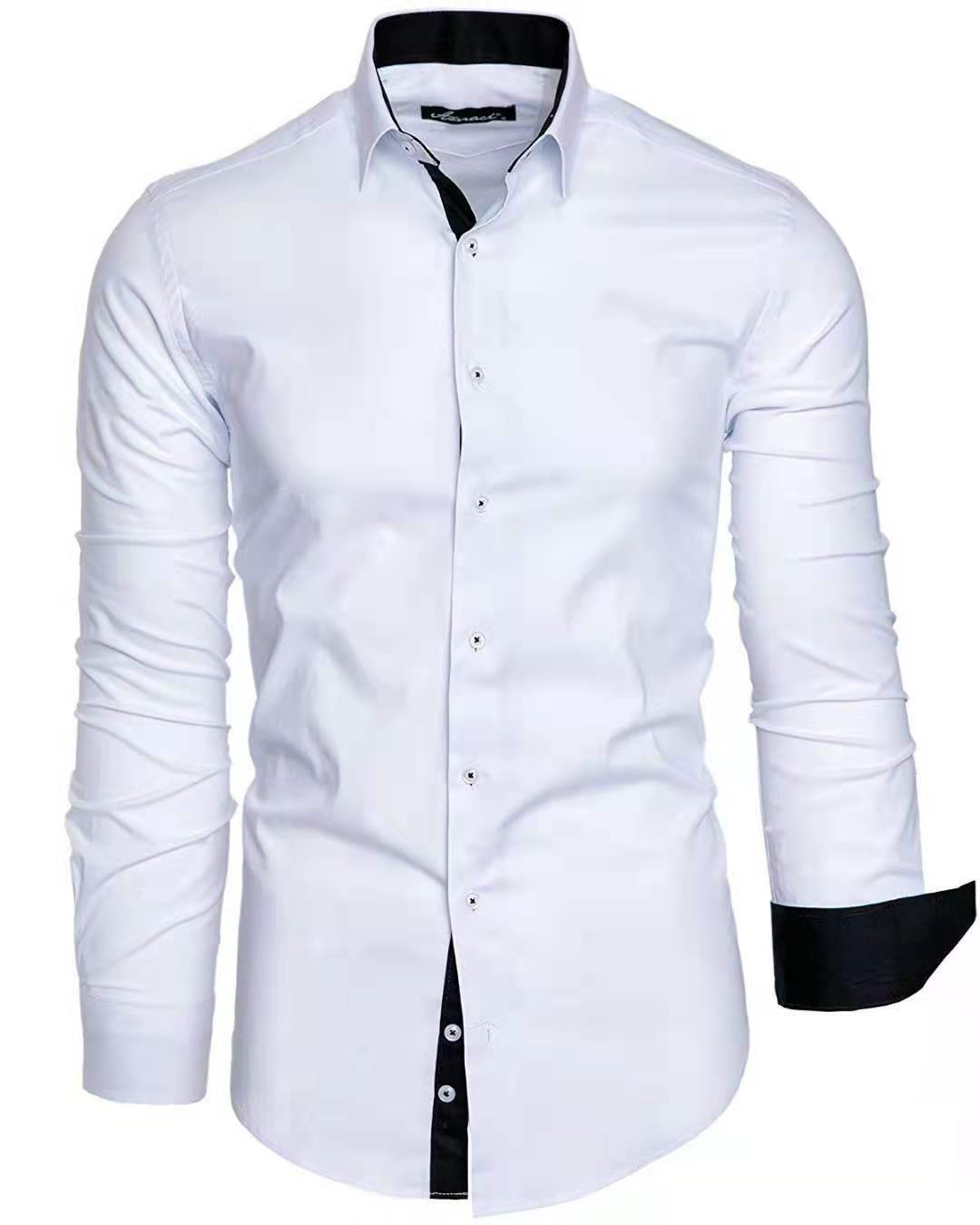 Contrast Colored Long-Sleeved Casual Shirt