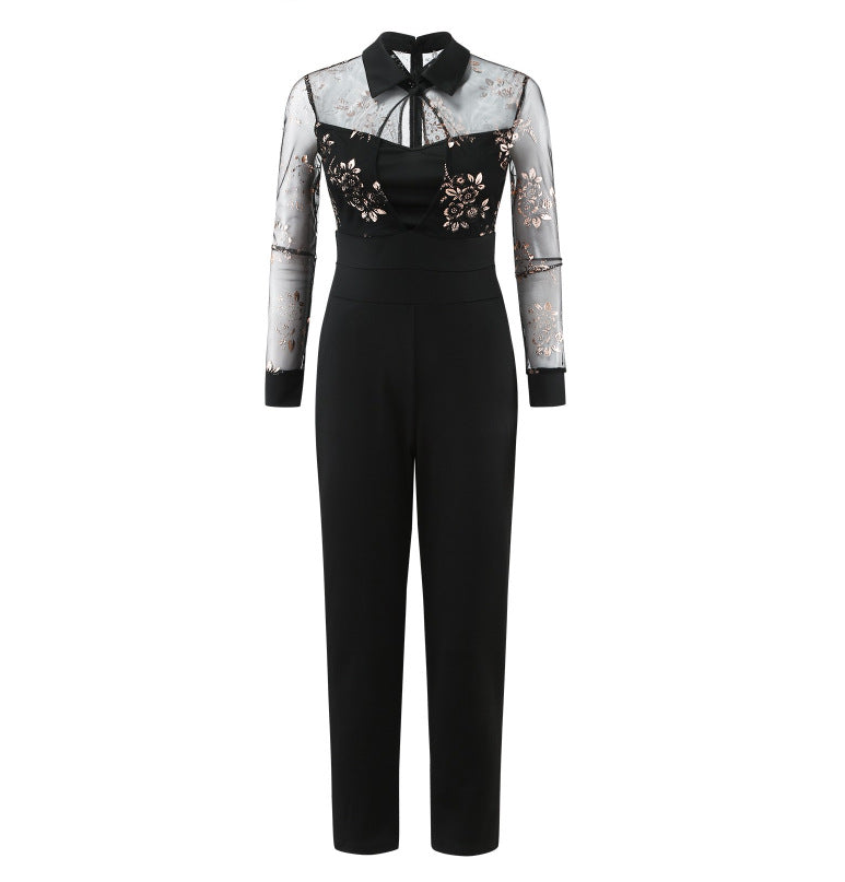 Long Sleeve Stitching Jumpsuit
